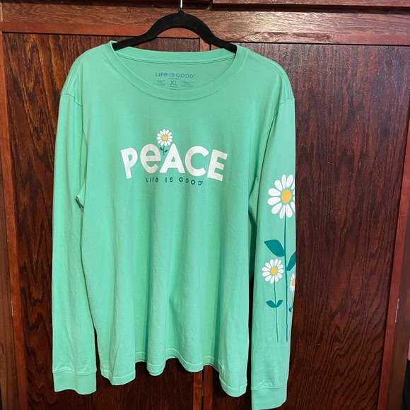 Life Is Good Tops - Life Is Good XL Women’s Mint Green Peace Long Sleeve Tee